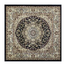 Flash Furniture NR-RGB401-55S-BK-GG Mersin Persian Style 5&quot; x 5&quot; Black Square Area Rug-Olefin Rug with Jute Backing