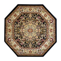 Flash Furniture NR-RGB401-77O-BK-GG Mersin Persian Style 7&quot; x 7&quot; Black Octagon Area Rug-Olefin Rug with Jute Backing