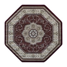 Flash Furniture NR-RGB404-44-BU-GG Persian Style 4' x 4' Octagon Burgundy Area Rug, Olefin with Jute Backing