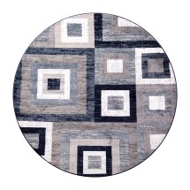 Flash Furniture OK-HCF-7146ATUR-8R-BL-GG Gideon Geometric 8' x 8' Blue, Grey, and White Round Olefin Area Rug 