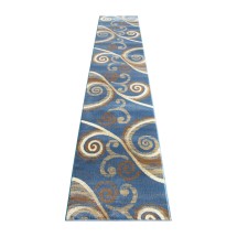 Flash Furniture OKR-RG1100-211-BL-GG Valli 2' x 11' Blue Abstract Area Rug, Olefin with Jute Backing