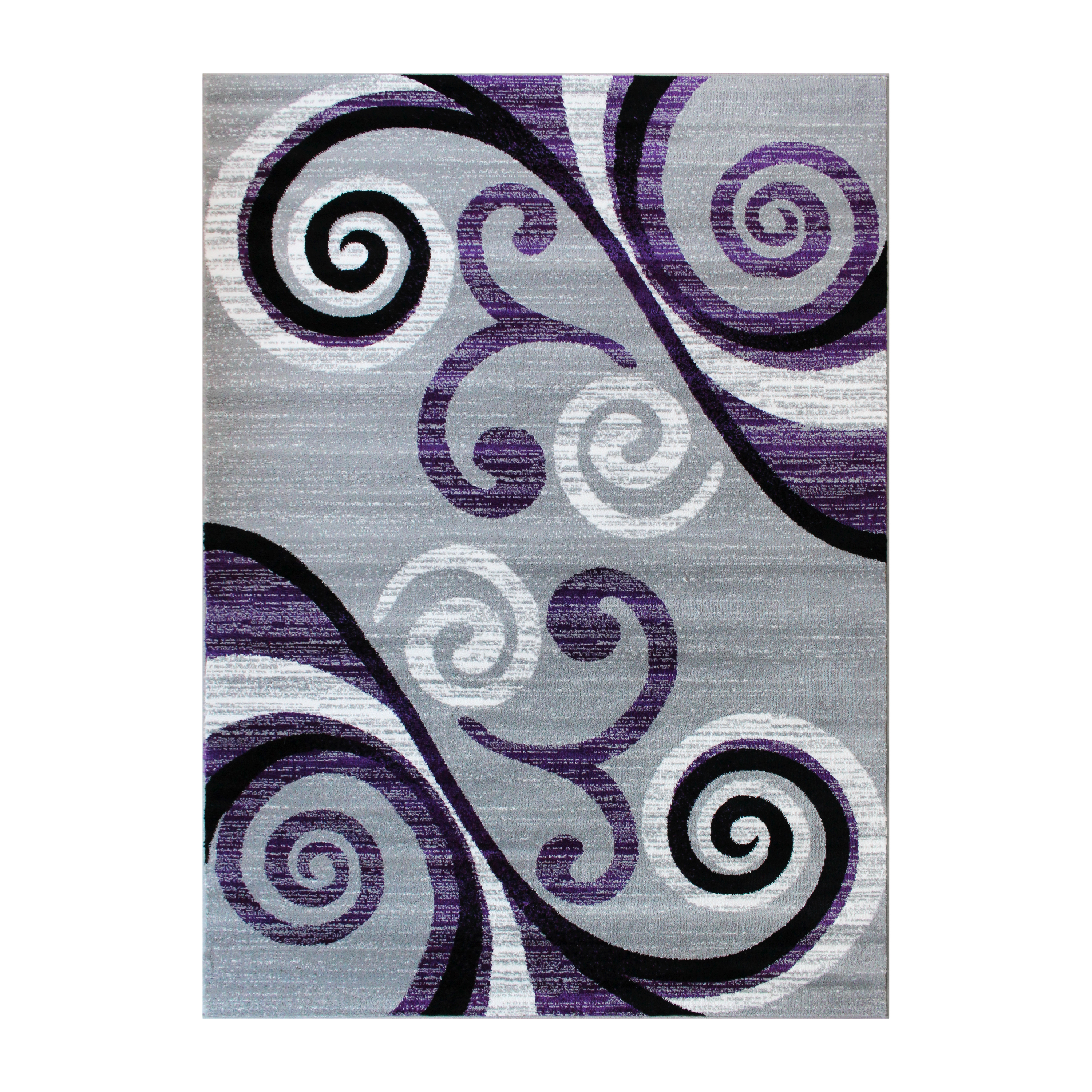 Flash Furniture OKR-RG1100-69-PU-GG Valli 6' x 9' Purple Abstract Area Rug, Olefin with Jute Backing