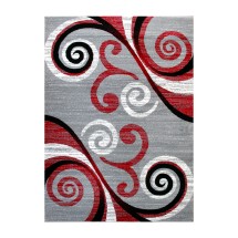 Flash Furniture OKR-RG1100-69-RD-GG Valli 6' x 9' Red Abstract Area Rug, Olefin with Jute Backing