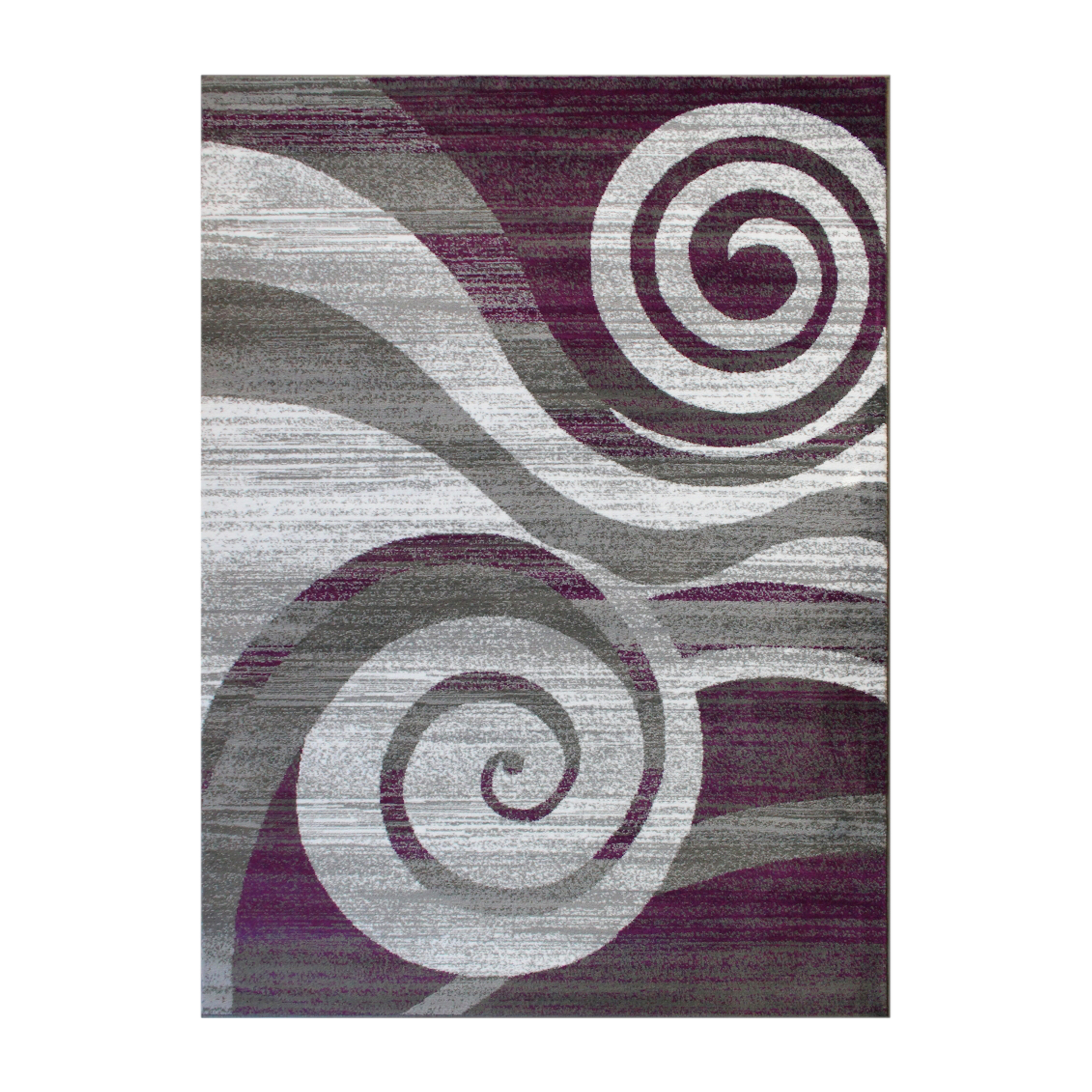 Flash Furniture OKR-RG1103-69-PU-GG Cirrus 6' x 9' Purple Swirl Patterned Olefin Area Rug with Jute Backing