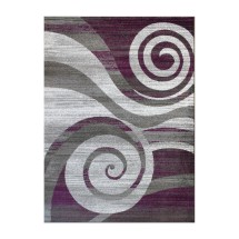 Flash Furniture OKR-RG1103-810-PU-GG Cirrus 8' x 10' Purple Swirl Patterned Olefin Area Rug with Jute Backing