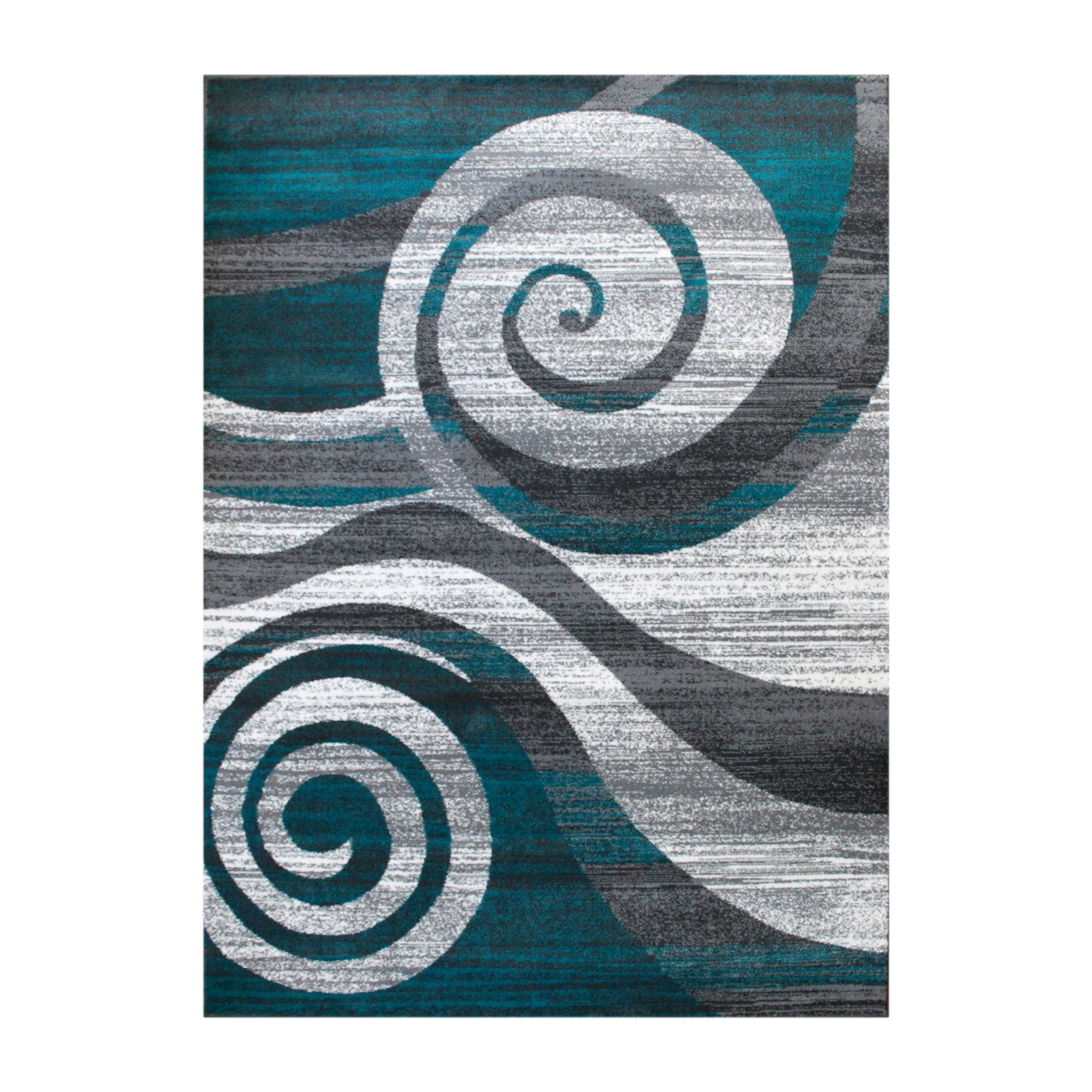 Flash Furniture OKR-RG1103-810-TQ-GG Cirrus 8' x 10' Turquoise Swirl Patterned Olefin Area Rug with Jute Backing