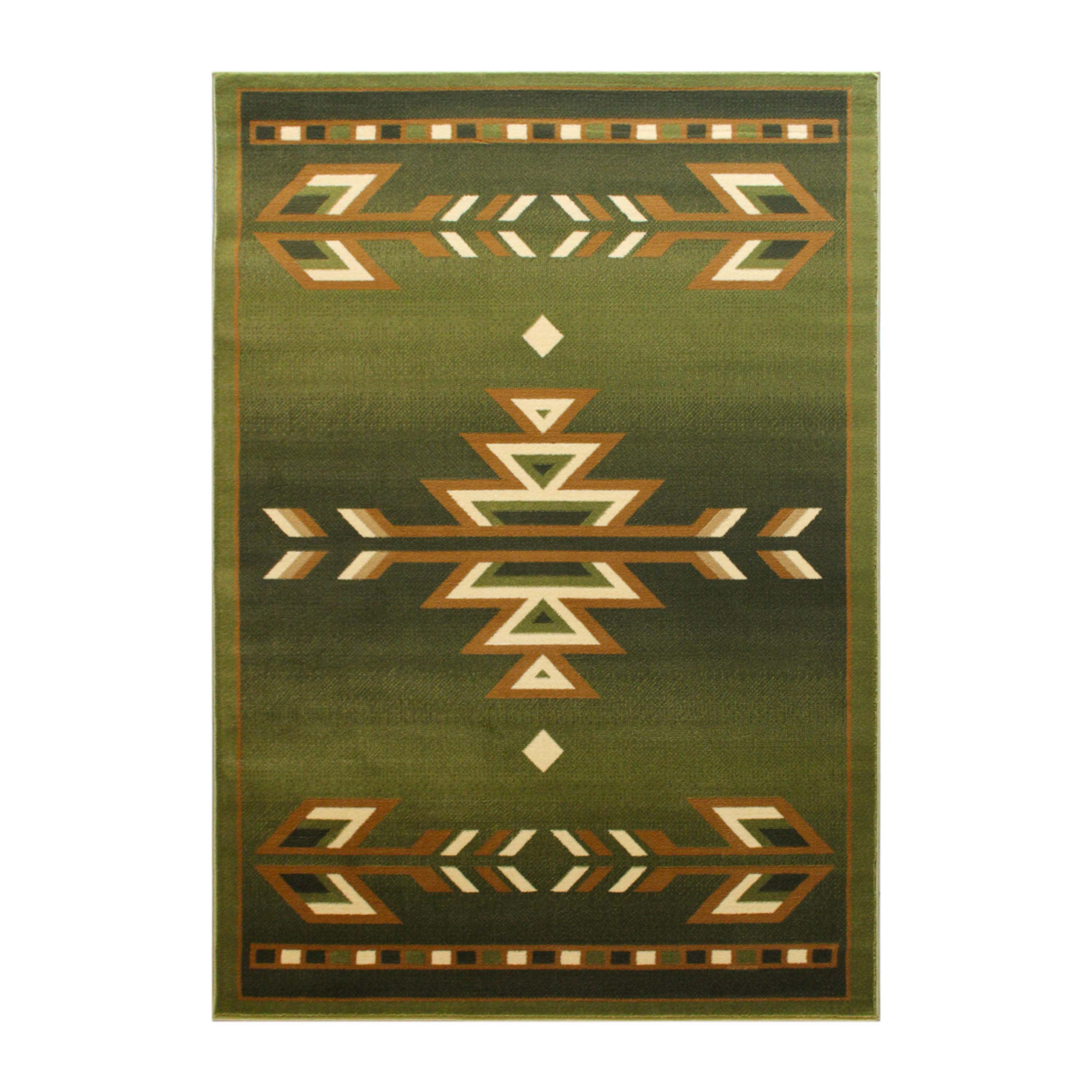 Flash Furniture OKR-RG1113-810-GN-GG Lodi Southwestern 8' x 10' Green Area Rug, Olefin with Jute Backing