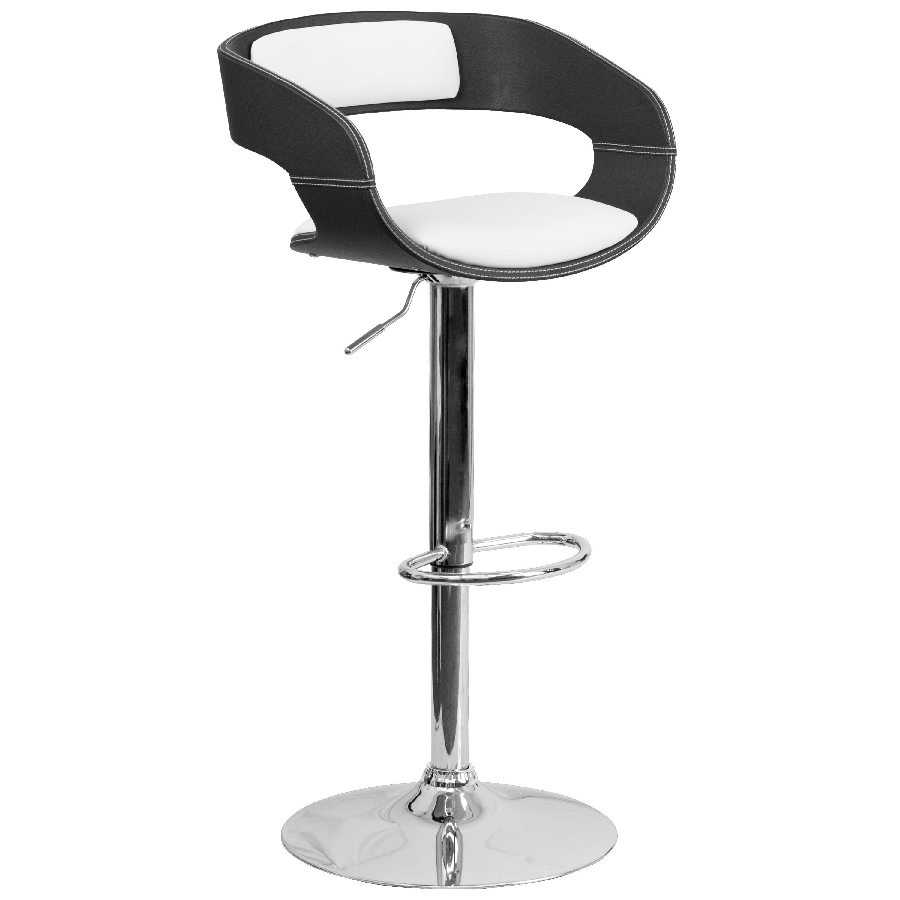 Flash Furniture SD-2207-GG Bentwood Two Tone Black & White Vinyl Adjustable Height Barstool