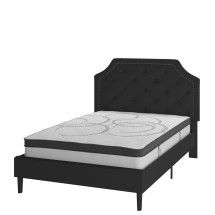 Flash Furniture SL-BM10-6-GG Full Size Tufted Upholstered Platform Bed, Black Fabric with 10" Pocket Spring Mattress