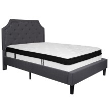 Flash Furniture SL-BMF-14-GG Full Size Tufted Upholstered Platform Bed, Dark Gray Fabric with Memory Foam Mattress