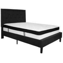 Flash Furniture SL-BMF-22-GG Full Size Tufted Upholstered Platform Bed, Black Fabric with Memory Foam Mattress