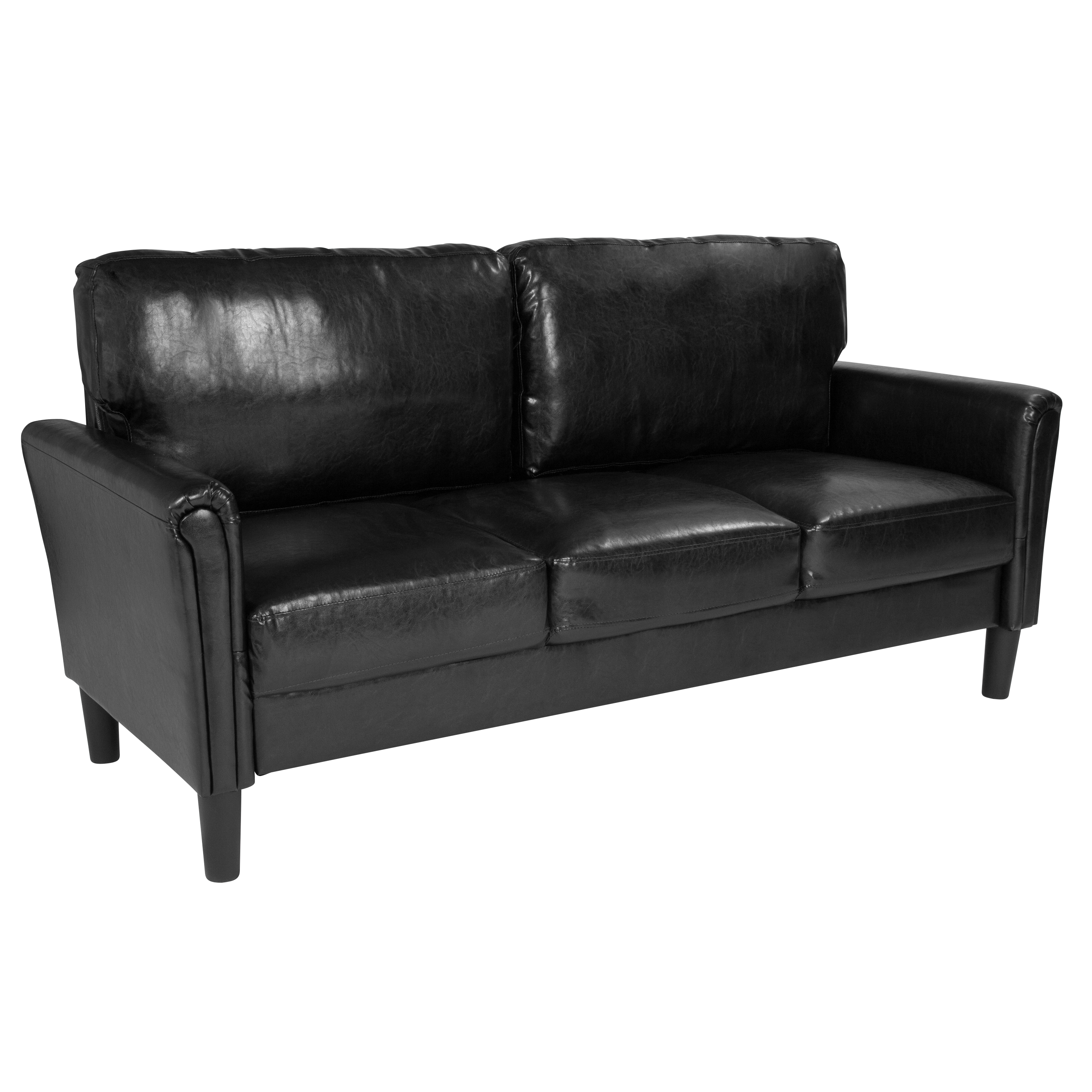 Flash Furniture SL-SF920-3-BLK-GG Bari Black LeatherSoft Upholstered Sofa