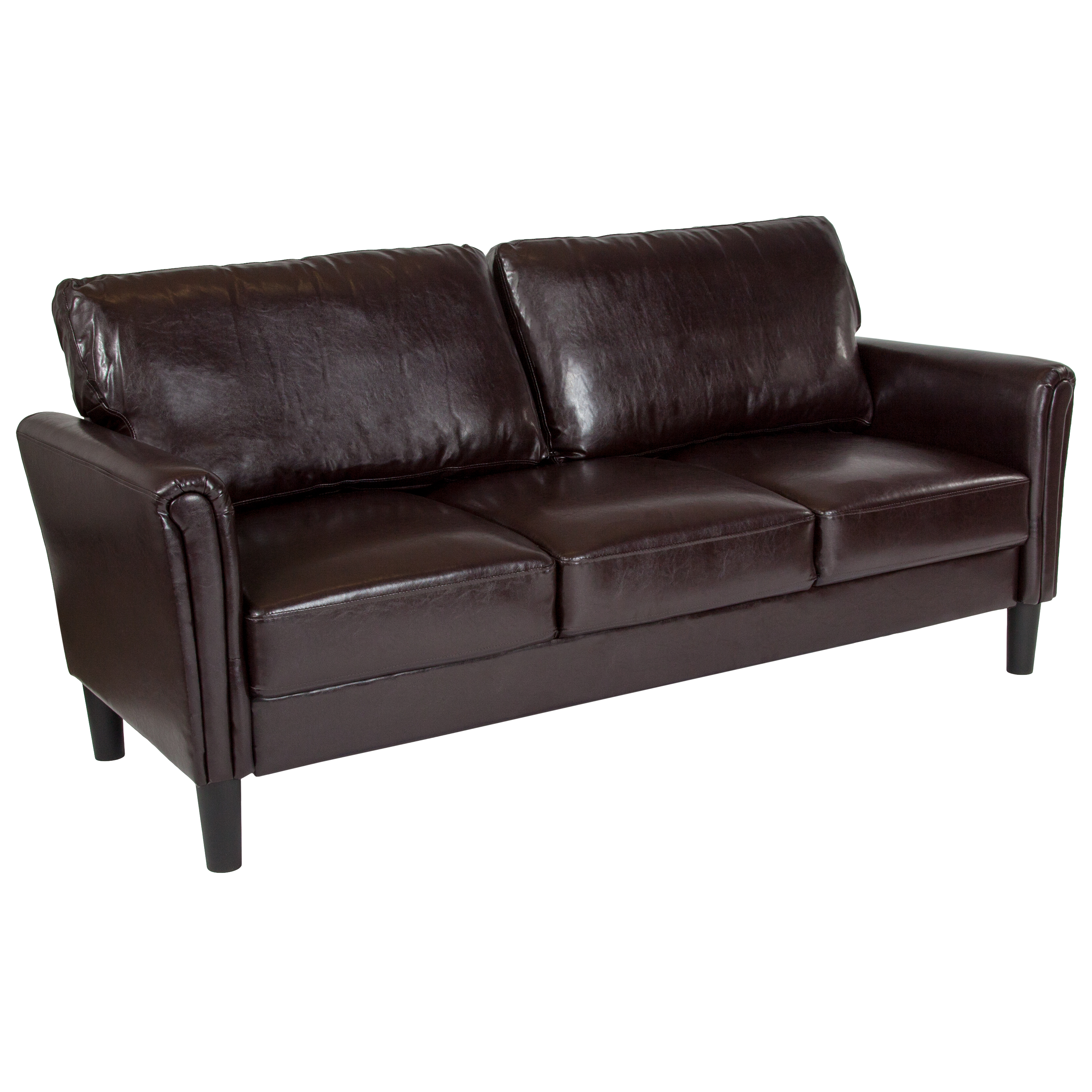 Flash Furniture SL-SF920-3-BRN-GG Bari Brown LeatherSoft Upholstered Sofa