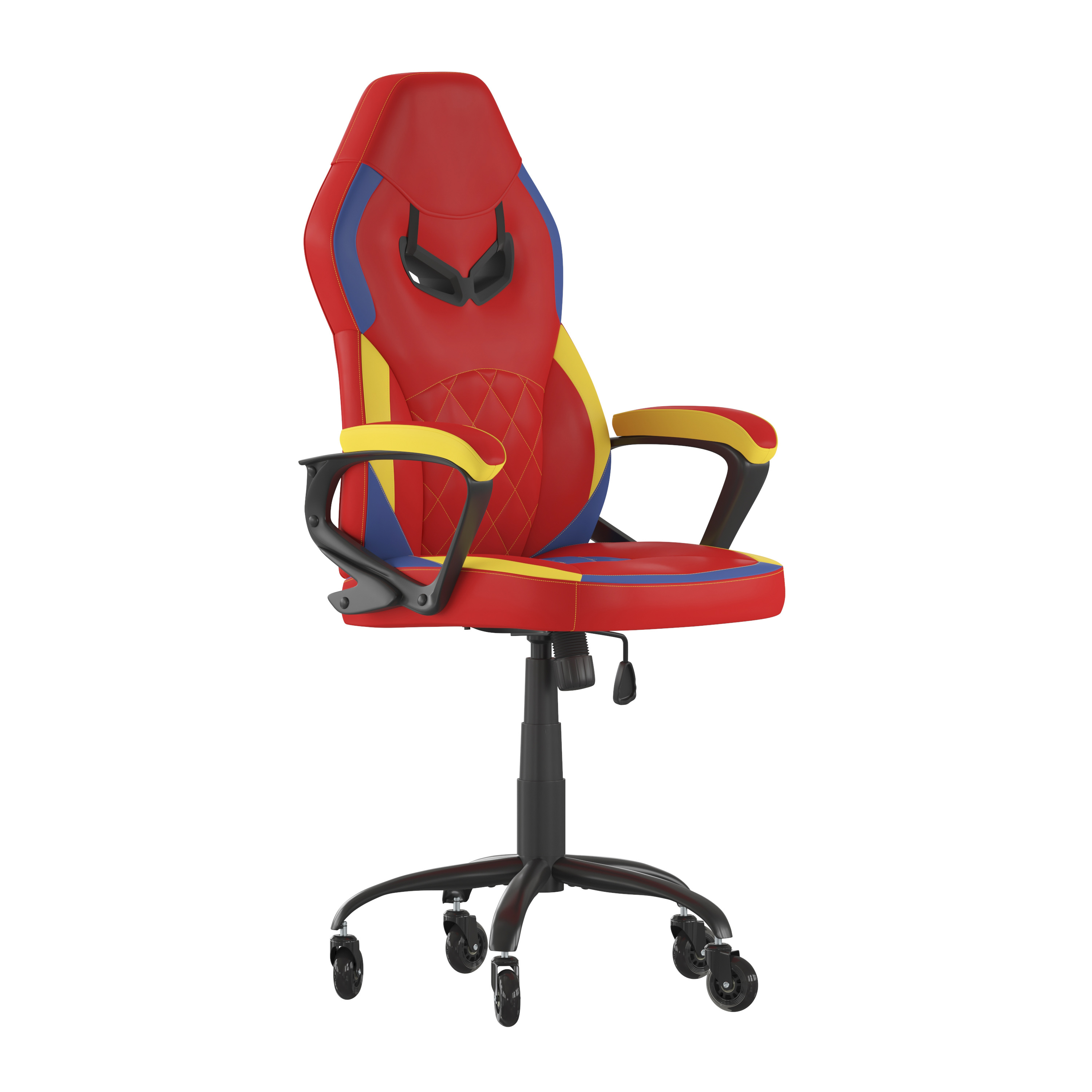 Flash Furniture UL-A074-RD-RLB-GG Ergonomic Red & Yellow Designer Gaming Chair with Transparent Roller Wheels