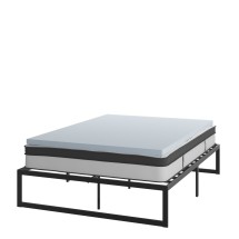 Flash Furniture XU-BD10-10PSM2M35-Q-GG 14" Metal Platform Bed Frame with 10" Pocket Spring Mattress and 2" Memory Foam Topper, Queen