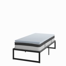 Flash Furniture XU-BD10-10PSM2M35-T-GG 14&quot; Metal Platform Bed Frame with 10&quot; Pocket Spring Mattress and 2&quot; Memory Foam Topper, Twin