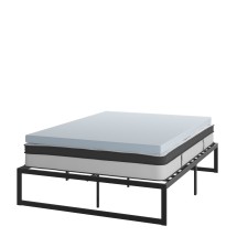 Flash Furniture XU-BD10-10PSM3M35-Q-GG 14&quot; Metal Platform Bed Frame with 10&quot; Pocket Spring Mattress and 3&quot; Memory Foam Topper, Queen