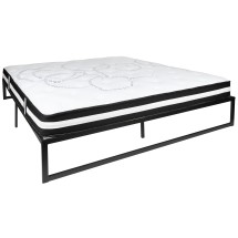 Flash Furniture XU-BD10-12PSM-K-GG 14" Metal Platform Bed Frame with 12" Pocket Spring Mattress, King