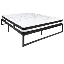 Flash Furniture XU-BD10-12PSM-Q-GG 14&quot; Metal Platform Bed Frame with 12&quot; Pocket Spring Mattress, Queen