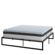 Flash Furniture XU-BD10-12PSM2M35-K-GG 14&quot; Metal Platform Bed Frame with 12&quot; Pocket Spring Mattress and 2&quot; Memory Foam Topper, King