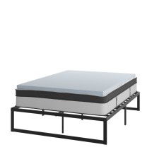 Flash Furniture XU-BD10-12PSM2M35-Q-GG 14" Metal Platform Bed Frame with 12" Pocket Spring Mattress and 2" Memory Foam Topper, Queen