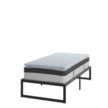 Flash Furniture XU-BD10-12PSM2M35-T-GG 14&quot; Metal Platform Bed Frame with 12&quot; Pocket Spring Mattress and 2&quot; Memory Foam Topper, Twin