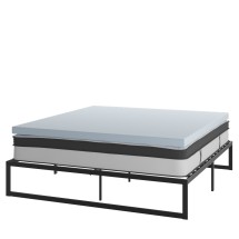 Flash Furniture XU-BD10-12PSM3M35-K-GG 14" Metal Platform Bed Frame with 12" Pocket Spring Mattress and 3" Memory Foam Topper, King