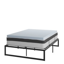 Flash Furniture XU-BD10-12PSM3M35-Q-GG 14" Metal Platform Bed Frame with 12" Pocket Spring Mattress and 3" Memory Foam Topper, Queen