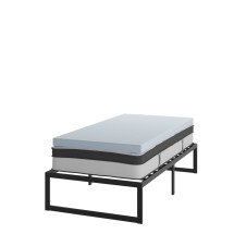 Flash Furniture XU-BD10-12PSM3M35-T-GG 14" Metal Platform Bed Frame with 12" Pocket Spring Mattress and 3" Memory Foam Topper, Twin