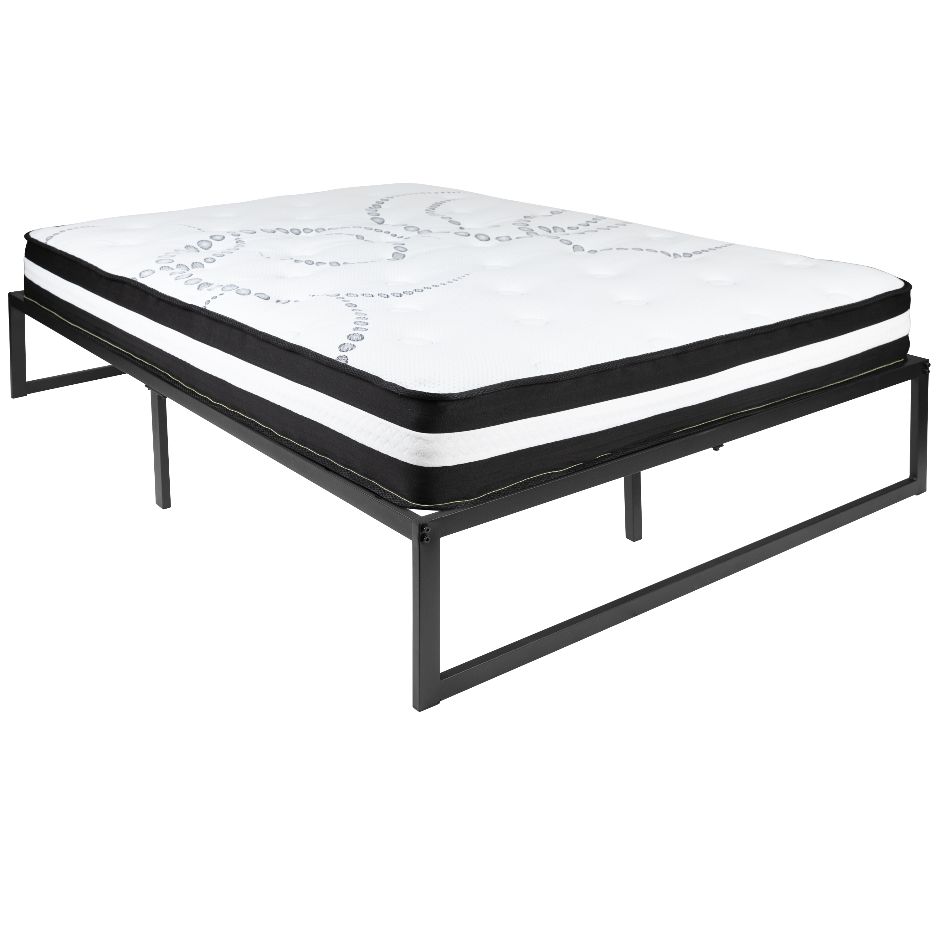 Flash Furniture XU-BD10001-10PSM-F-GG 14" Metal Platform Bed Frame with 10" Pocket Spring Mattress, Full