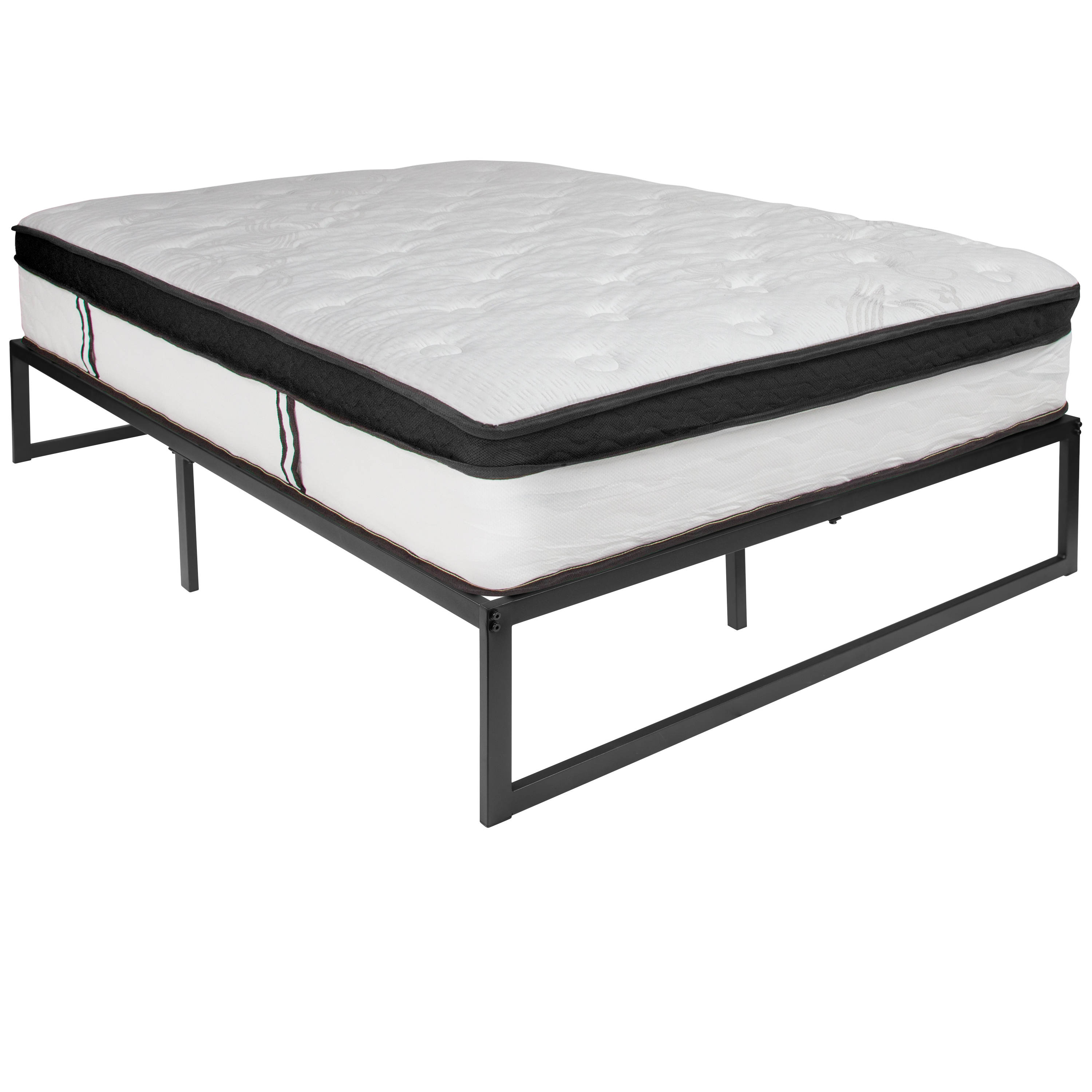 Flash Furniture XU-BD10001-12MFM-F-GG 14" Metal Platform Bed Frame with 12" Memory Foam Pocket Spring Mattress, Full