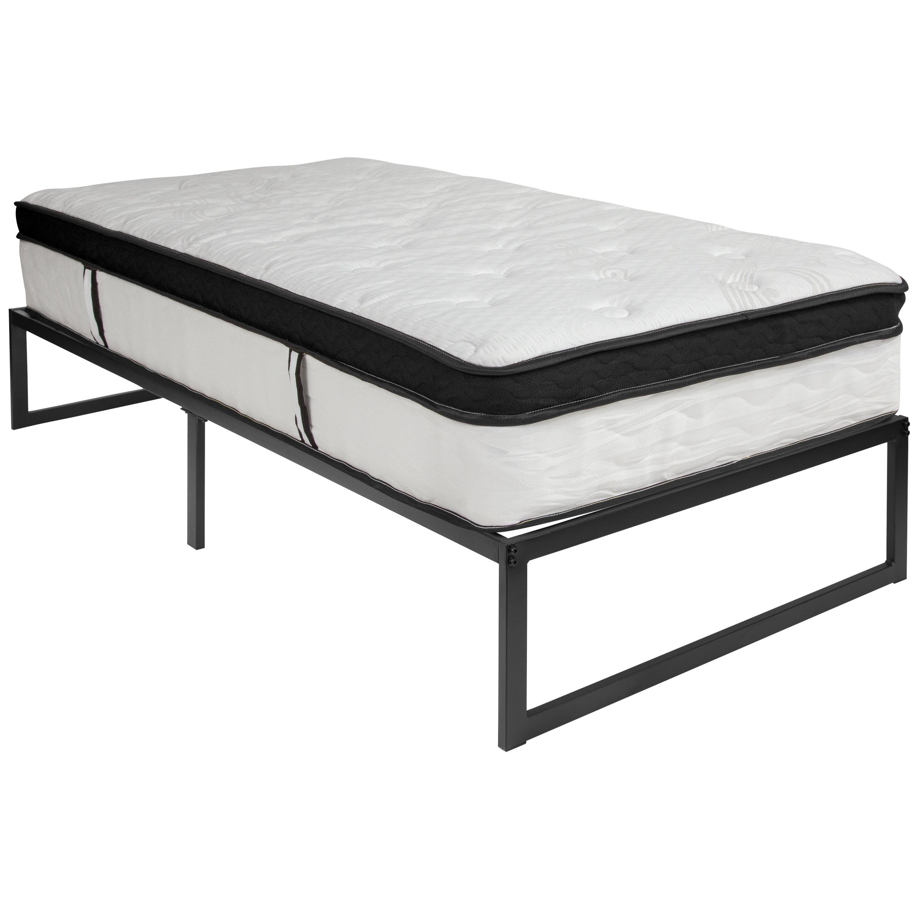 Flash Furniture XU-BD10001-12MFM-T-GG 14" Metal Platform Bed Frame with 12" Memory Foam Pocket Spring Mattress, Twin