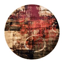 Flash Furniture YK-A811A-D8571-8R-GR-GG Modern Abstract 8' x 8' Round Warm Beige, Green, and Red Olefin Area Rug