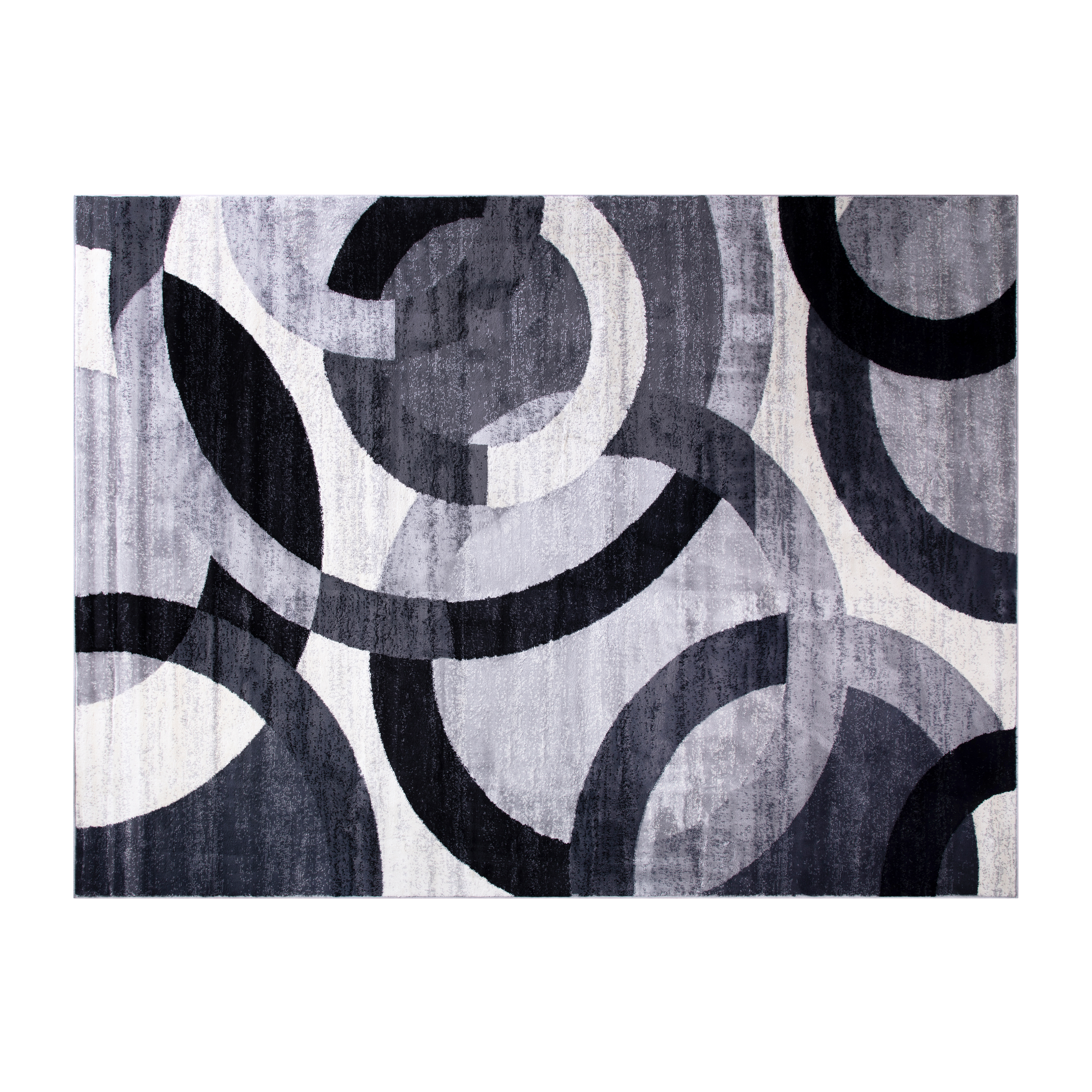 Flash Furniture YK-F968A-D9276I-96-BK-GG Modern Geometric 6' x 9' Black and Gray Olefin Area Rug