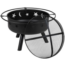 Flash Furniture YL-32D-GG 29&quot; Round Wood Burning Firepit with Mesh Spark Screen