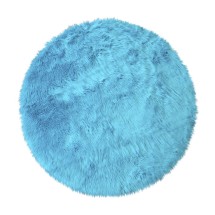 Flash Furniture YTG-RGS1917-44-TQ-GG Chalet 4' x 4' Round Turquoise Faux Fur Area Rug with Polyester Backing