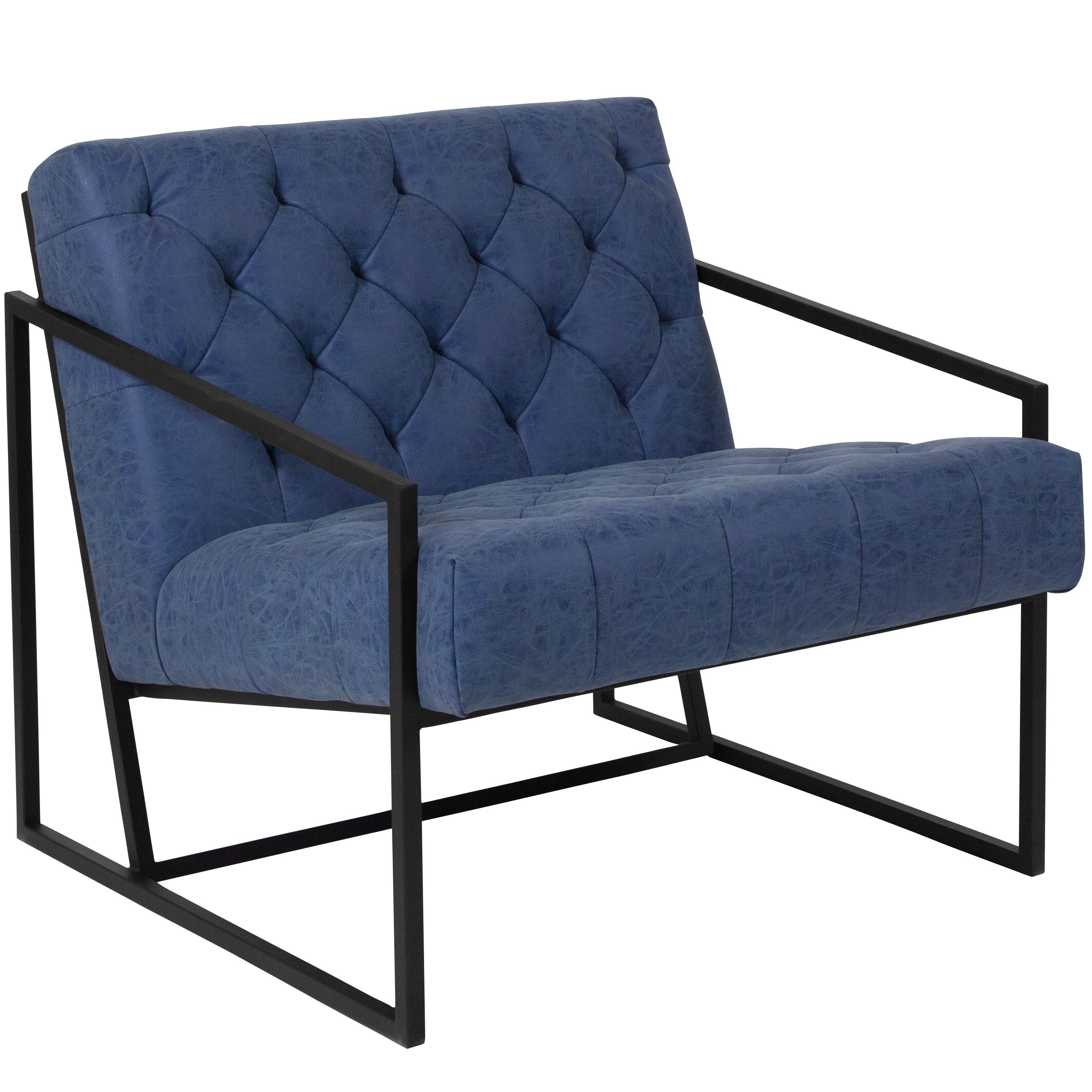 Flash Furniture ZB-8522-BL-GG Hercules Retro Blue LeatherSoft Tufted Lounge Chair