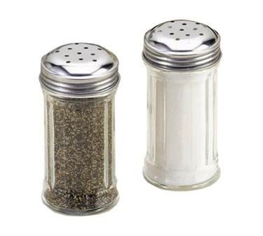 (Set of 2) Salt and Pepper Shakers, 2 oz., Square Glass Salt and Pepper  Shaker with Stainless Steel Mushroom Top