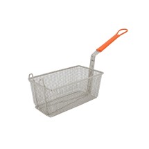 CAC China SPFB-2 Nickel-Plated Fry Basket with Orange Handle 12-1/4&quot; x 6-1/2&quot; x 5-5/8&quot;