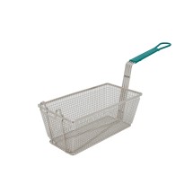 CAC China SPFB-5 Nickel-Plated Fry Basket with Green Handle 13&quot; x 6-3/4&quot; x 5-1/8&quot;