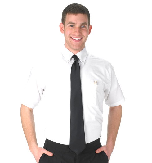 White Short Sleeve Oxford Shirt For Men - LionsDeal