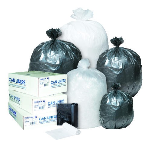 35 Gallon Garbage Bags, High Density: Clear, 16 Micron, 33x40, 100 Bags.