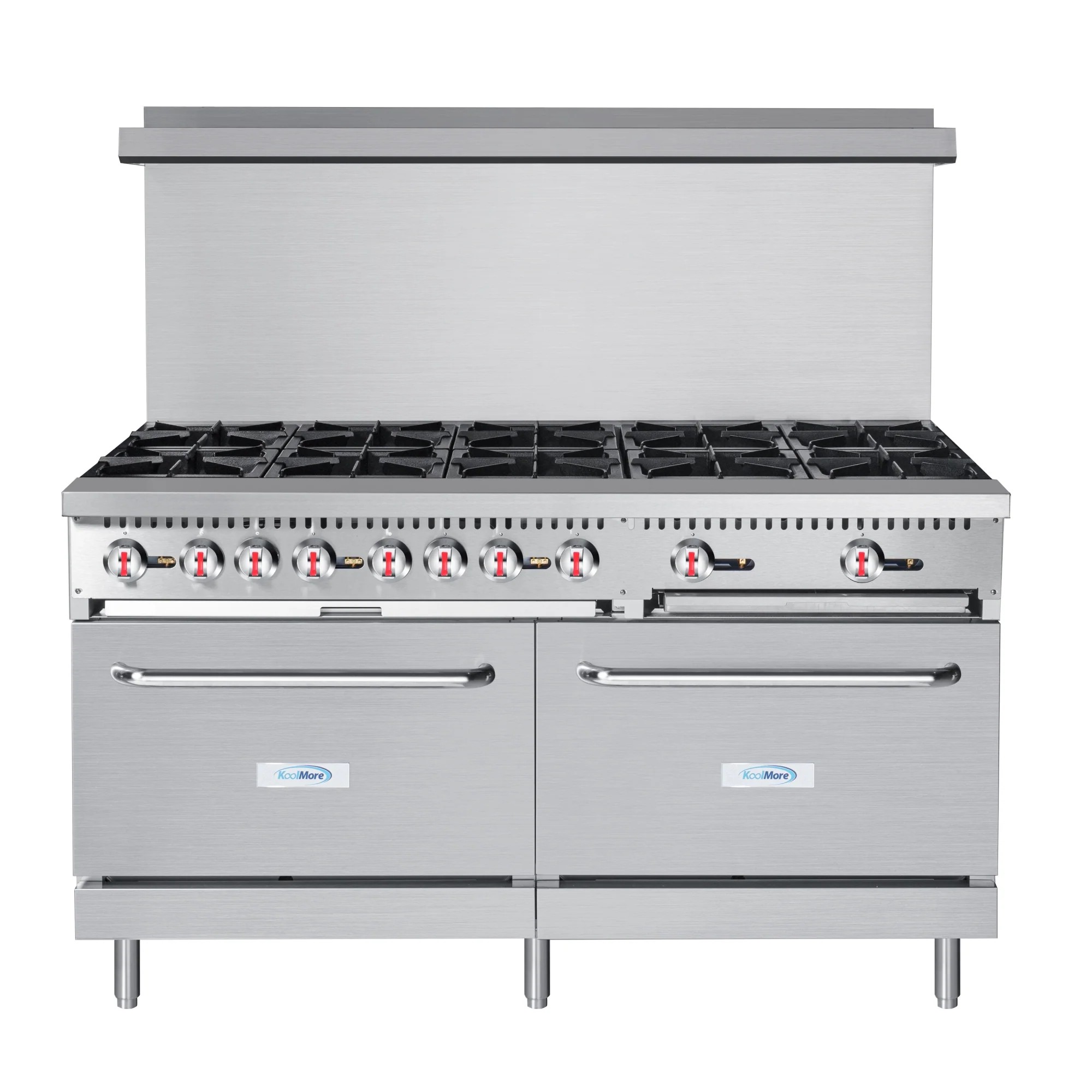 Koolmore KM-CR60-NG 60" 10 Burner Commercial Natural Gas Range with (2) Ovens