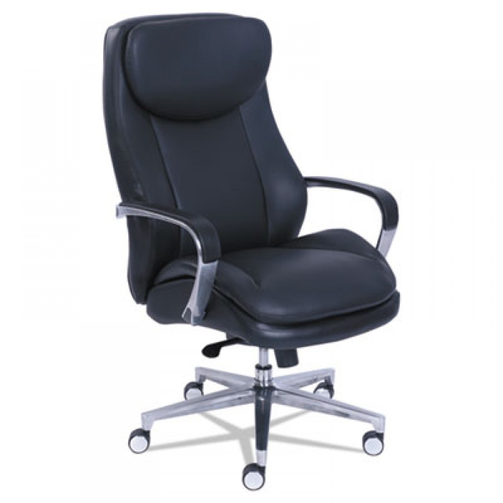 SertaPedic Emerson Executive Task Chair, Supports Up to 300 lbs., Black Seat-black Back, Silver Base