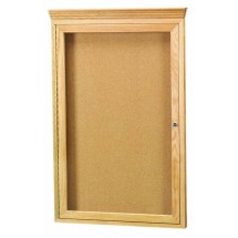 Aarco Products OBC3624RC 1 Door Enclosed Bulletin Board with Crown Molding and Natural Oak Frame, 24&quot;W x 36&quot;H