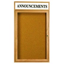 Aarco Products OBC4836RH 2 Door Enclosed Bulletin Board with Header and Natural Oak Frame, 36&quot;W x 48&quot;H