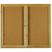Aarco Products OBC3648R 2 Door Enclosed Bulletin Board with Natural Oak Frame, 48&quot;W x 36&quot;H