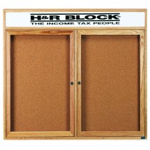 Aarco Products OBC4860RH 2 Door Enclosed Bulletin Board with Header and Natural Oak Frame, 60&quoOBC4860RHot;H