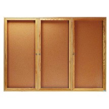 Aarco Products OBC4872-3R 3 Door Enclosed Bulletin Board with Natural Oak Frame, 72&quot;W x 48&quot;H
