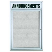 Aarco Products ODCC2418RHI Outdoor Enclosed Aluminum Illuminated 1-Door Bulletin Board Cabinet with Header, 18&quot;W x 24&quot;H